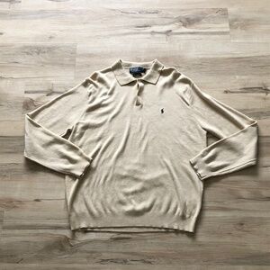 Polo by Ralph Lauren Cream Long Sleeve Polo Shirt